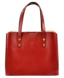 Kožená červená dámská kabelka do ruky Florencie