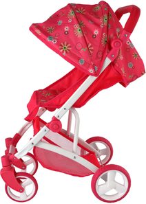 Kočárek golfové hole červené puntíkované pro panenku miminko kov v sáčku