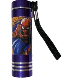 Dětská hliníková LED baterka Spiderman lila Hliník, Plast, 9x2,5 cm