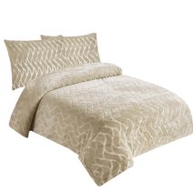 Povlečení mikroflanel struktura Vlnka béžová 140x200, 70x90 cm