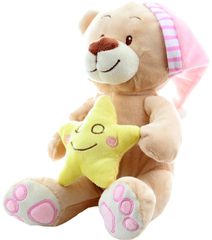 PLYŠ Medvídek s hvězdičkou 23cm růžová čepička *PLYŠOVÉ HRAČKY*