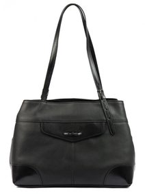 Pierre Cardin Kožená dámská kabelka přes rameno s čelní kapsou černá