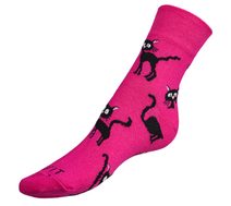 Ponožky Kočka magenta - 35-38 sytá růžová