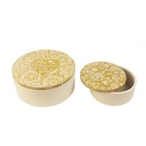 Dřevěný box, sada 2 ks D0276 - dia 14,5 x 6 cm