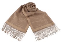 Šátek / šála typu kašmír s třásněmi, kočky 68x190 cm