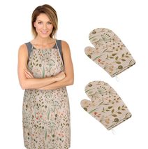 Kuchyňská zástěra+chňapka 2ks DITA Zelená,Oranžová,Béžová 1750/406