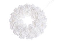 Věnec z pěnových růží 20 cm - bílá