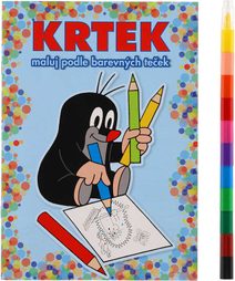 AKIM Maluj podle barevných teček Krtek (Krteček) omalovánky s voskovkami