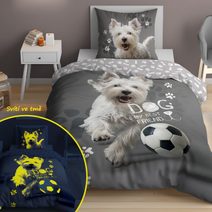 Povlečení Pes fotbalista svítící Bavlna, 140/200, 70/80 cm