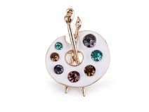 Brož malířská paleta, kočky v deštníku