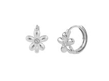 Náušnice z nerezové oceli kroužky, květ s broušeným kamínkem