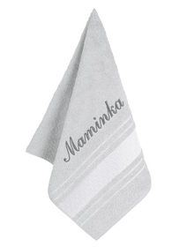 Froté ručník mozaika se jménem MAMINKA - 50x100 cm světle šedá