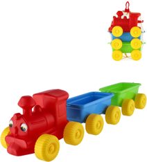 Vláček barevný 60cm baby mašinka s očima + 2 vagónky plast