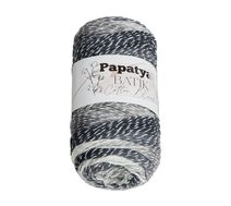Příze PAPATYA COTTON BLEND batik Bílá,Černá,Šedá 1013 100g / 225 m