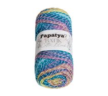 Příze PAPATYA COTTON BLEND batik Bílá,Modrá,Zelená 1010 100g / 225 m