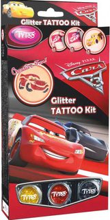 TyToo Dětské tetování Cars 3 (Auta) 12 tetovaček pro kluky se třpytkami