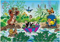 Pokladnička Krtek válec se zámkem plech 9x11cm v sáčku