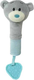 PLYŠ Baby pískací chrastítko s kousátkem Medvídek šedý pro miminko