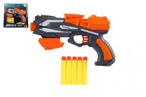Pistole oranžová na pěnové náboje 20x14cm plast + 5ks nábojů oranžová