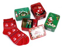 Vánoční ponožky v dárkové plechové krabičce Emi Ross 3 páry