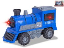 Lokomotiva modrá vláček na setrvačník na baterie Světlo Zvuk