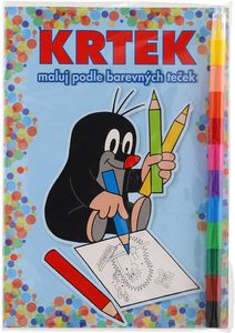 AKIM Maluj podle barevných teček Krtek (Krteček) omalovánky s voskovkami