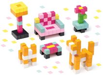 CUBIKA DŘEVO Pixel Stavebnice 3D Pokojík s kočičkou 200 dílků 1x1cm