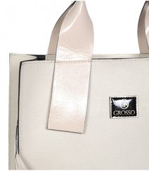 Elegantní větší perlově béžová dámská kabelka do ruky S684 GROSSO