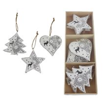 Dekorace k zavěšení, 6 ks K3724 - 7 x 1 x 7 - 7,5 cm