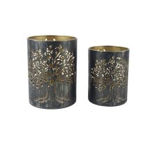 Svícen strom života, S/2 K4525 - 11.5 × 11.5 × 15 cm 9.5 × 9.5 × 12 cm