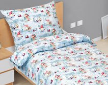 Povlečení dětské - Vánoce Modrá,Bílá,Červená 90/CH1 140x200, 70x90 cm