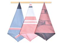 Kuchyňské utěrky - sada 3 kusů Šedá,Lososová,Bílá 136