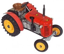 Traktor Zetor s valníkem modrý na klíček kov 28cm Kovap v krabičce