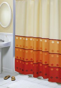 Koupelnové závěsy - 180x200 cm oranžová geometrie