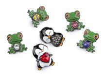 Brož s broušenými kamínky žabka, tučňák