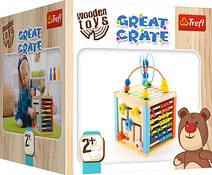 Kostka edukační dřevěná Wooden Toys v krabici 21x21x21cm 2+