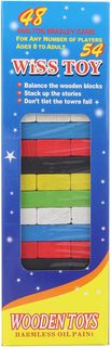 Hra DŘEVO Věž Jenga barevná malá 48 dílků *SPOLEČENSKÉ HRY*