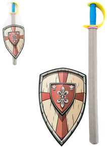Meč dětský soft pěnový set se štítem 75cm malý rytíř v síťce