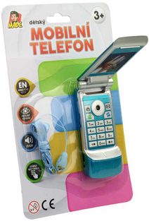 Telefon dětský 11cm vyklápěcí mobil véčko na baterie 2 barvy AJ Zvuk