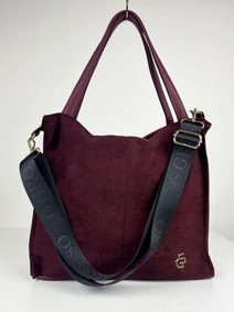 Kožená měkká tmavě červená dámská kabelka do ruky v kroko designu