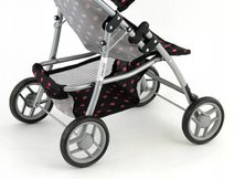 Kočárek golfové hole červené puntíkované pro panenku miminko kov v sáčku