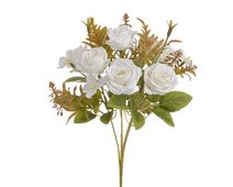 Kytice růžiček s listy - bílá