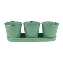 Sada 3 květináčů s táckem K3005-15 - 33 × 11 × 10.6 cm