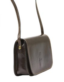 Kožená malá dámská crossbody kabelka tmavě hnědá