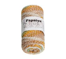 Příze PAPATYA COTTON BLEND batik Bílá,Hnědá,Zelená 1011 100g / 225 m