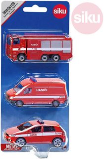 SIKU Auta Hasiči ČR požární vůz set 3ks model kov blister 1818