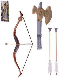 Luk a šípy 2ks soft s přísavkou dětský herní set se sekerou plast