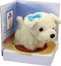 Pejsek černo-bílý 24cm chodí a štěká ovládání na kabel na baterie Zvuk