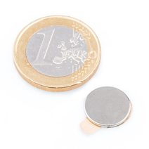 Neodymový magnet kotouč Ø 12 mm, v. 1 mm, samolepicí 3M, síla 670 g 10 kusů