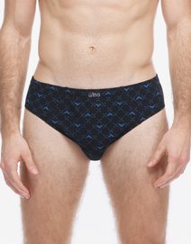 GINA pánské slipy se širším bokem, širší bok, šité, s potiskem 71139P